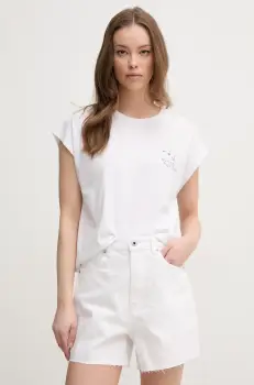 Pepe Jeans tricou din bumbac VIRGINIA femei, culoarea alb, PL506055 imagine