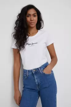 Pepe Jeans tricou New Virginia Ss N femei, culoarea alb imagine
