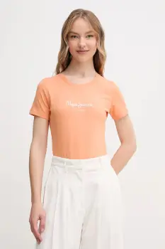 Pepe Jeans tricou NEW VIRGINIA SS N femei, culoarea portocaliu, PL505202 imagine