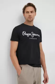 Pepe Jeans Tricou Original barbati, culoarea negru, cu imprimeu imagine