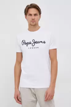 Pepe Jeans Tricou Original Stretch culoarea alb, cu imprimeu imagine