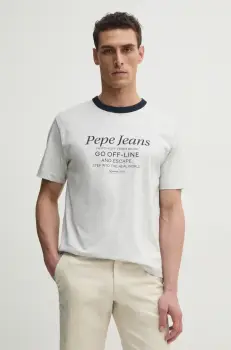 Pepe Jeans tricou PETERSON barbati, culoarea gri, cu imprimeu, PM509801 imagine