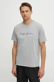 Pepe Jeans tricou SOMERS TEE barbati, culoarea gri, cu imprimeu, PM509649 imagine