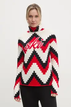 Perfect Moment pulover Chevron femei, culoarea bej, cu guler W3001096 imagine