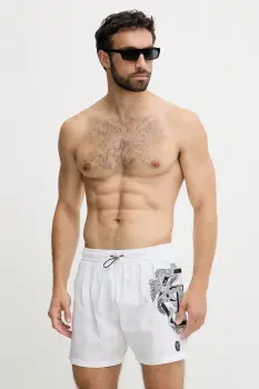 Philipp Plein pantaloni scurti de baie culoarea alb, PM25MBM01 imagine