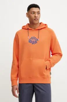Picture hanorac de bumbac Thru Eye culoarea portocaliu, cu gluga, cu imprimeu, MSW0467 imagine