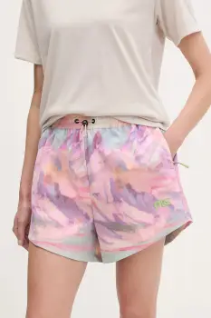 Picture pantaloni scurti outdoor Oslon culoarea roz, cu imprimeu, high waist, WSH0104 imagine