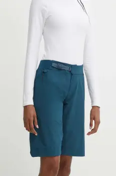Picture pantaloni scurti outdoor Vellir culoarea turcoaz, neted, medium waist, WSH082 imagine