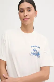 Picture tricou din bumbac D&S Doggo femei, culoarea bej, WTS0554 imagine