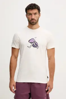 Picture tricou din bumbac Jean Julien culoarea bej, cu imprimeu, MTS1246 imagine