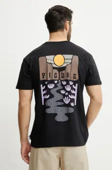 Picture tricou din bumbac Ouvea culoarea negru, cu imprimeu, MTS1264 imagine