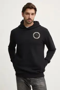 PLEIN SPORT bluza barbati, culoarea negru, cu gluga, cu imprimeu, AADC MJB3557 STE001N imagine