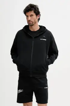 PLEIN SPORT bluza culoarea negru, cu gluga, cu imprimeu, SAEC MJB3579 STE001N imagine