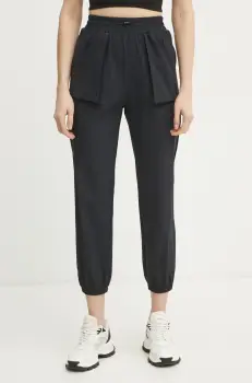 PLEIN SPORT pantaloni de trening femei, culoarea negru, neted, SAEC WJT2025 STE003N imagine