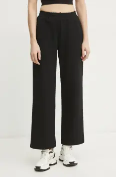 PLEIN SPORT pantaloni de trening femei, culoarea negru, neted, SAEC WJT2028 STE003N imagine