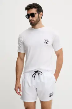 PLEIN SPORT tricou din bumbac culoarea alb, cu imprimeu, PS25MTS09 imagine