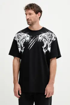 PLEIN SPORT tricou din bumbac culoarea negru, cu imprimeu, FAEC MTK8360 STE001N imagine