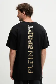 PLEIN SPORT tricou din bumbac culoarea negru, cu imprimeu, FAEC MTK8360 STE001N imagine