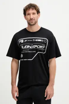 PLEIN SPORT tricou din bumbac culoarea negru, cu imprimeu, FAEC MTK8373 STE001N imagine