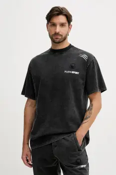 PLEIN SPORT tricou din bumbac culoarea negru, cu imprimeu, FAEC MTK8377 STE001N imagine