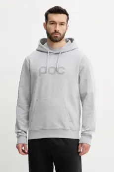 POC hanorac de bumbac barbati, culoarea gri, cu gluga, cu imprimeu, 61652 imagine