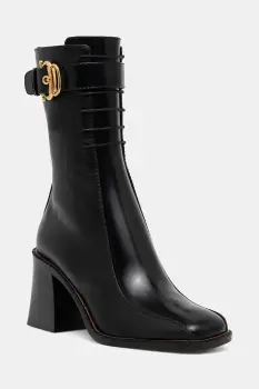 Pollini cizme de piele culoarea negru, cu toc drept, PA24058M0NPC100A imagine