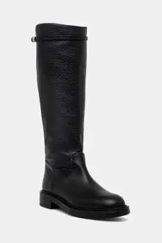 Pollini ghete de piele culoarea negru, cu toc plat, SA26083G0NTD0000 imagine