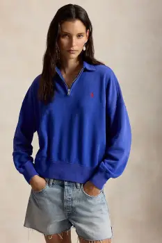 Polo Ralph Lauren hanorac cu fermoar de dama din bumbac imagine