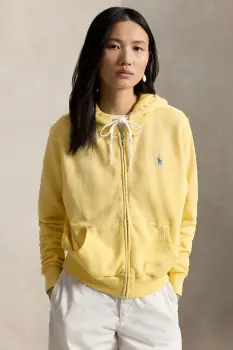 Polo Ralph Lauren hanorac cu fermoar si gluga de dama din bumbac imagine