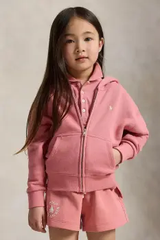 polo Ralph Lauren hanorac cu fermoar si gluga pentru copii, din bumbac imagine