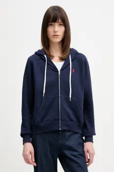 Polo Ralph Lauren Hanorac cu fermoar si gluga pentru femei din bumbac imagine