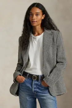 Polo Ralph Lauren sacou cu un singur rand de nasturi pentru femei cu in imagine