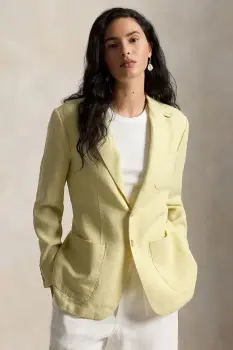 Polo Ralph Lauren sacou cu un singur rand de nasturi pentru femei, din in imagine