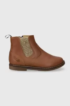 Pom D'api cizme chelsea din piele pentru copii CITY JODZIP culoarea maro imagine