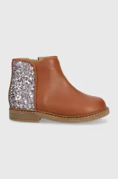 Pom D'api ghete din piele pentru copii RETRO BACK culoarea maro imagine