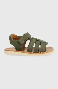Pom D'api sandale din piele intoarsa pentru copii culoarea verde imagine