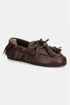 Posa mocasini pentru femei din piele intoarsa Boat Loafer Native Tassel imagine
