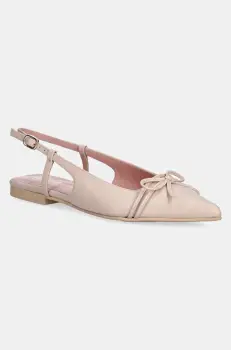 Pretty Ballerinas balerini de piele Yvette culoarea bej, cu toc deschis, 52144_B imagine