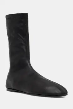 Proenza Schouler cizme de piele Tee culoarea negru, cu toc plat, SH253061 imagine