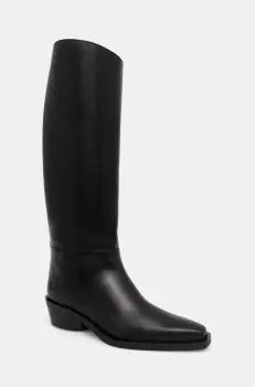 Proenza Schouler ghete de piele Bronco femei, culoarea negru, cu toc drept, PS41031A imagine