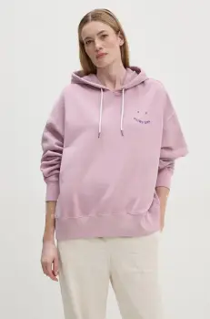 PS Paul Smith hanorac de bumbac femei, culoarea violet, cu gluga, cu imprimeu, W2R.226VE.N21169 imagine