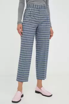 PS Paul Smith pantaloni de lana culoarea gri, fason tigareta, high waist imagine