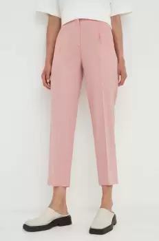 PS Paul Smith pantaloni de lana culoarea roz, fason tigareta, high waist imagine