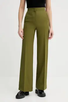 PS Paul Smith pantaloni de lana culoarea verde, lat, high waist, W2R-206T-T31053 imagine