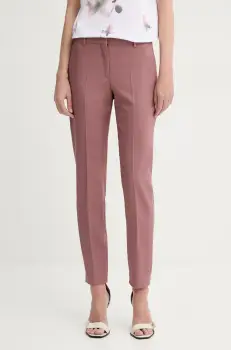 PS Paul Smith pantaloni de lana femei, culoarea roz, drept, medium waist, W2R.N264.P31053 imagine