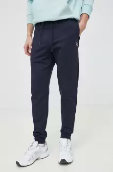 PS Paul Smith pantaloni de trening din bumbac culoarea albastru marin, neted imagine