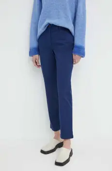 PS Paul Smith pantaloni femei, culoarea albastru marin, drept, high waist, W2R.307T.M30879 imagine