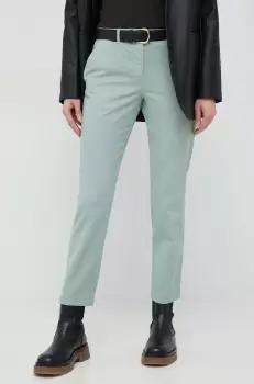 PS Paul Smith pantaloni femei, culoarea verde, mulata, high waist imagine