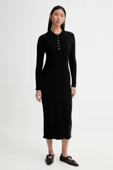 PS Paul Smith rochie cu lana culoarea negru, midi, mulata, W2R-798N-V31406 imagine