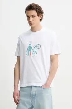 PS Paul Smith tricou din bumbac barbati, culoarea alb, cu imprimeu, M2R.220X.PP4700 imagine